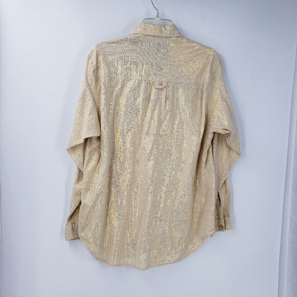 STUDIO WEAR womens L gold button down shirt - Picture 2 of 4